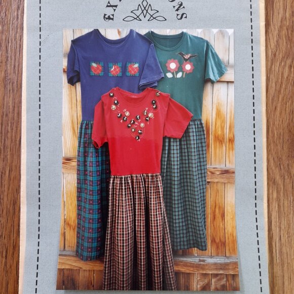 Vintage 90s Two Hour Dress Sewing Pattern Apple Crow Applique T-Shirt Repurpose - Picture 10 of 10